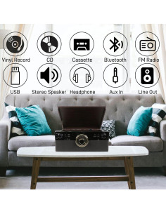 Reproductor de Vinilo Bluetooth DL 10-en-1 con Altavoces 8.06kg 2