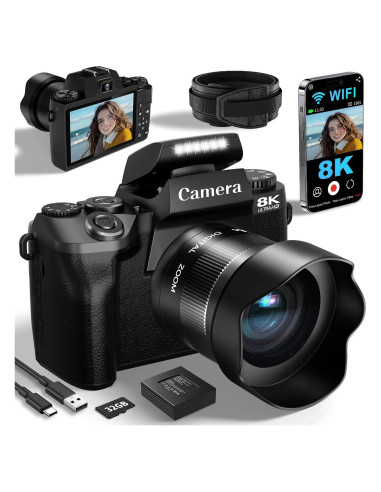 Cámara Digital 8K FARCODLE W05-8K-1 64MP WiFi Pantalla 4"