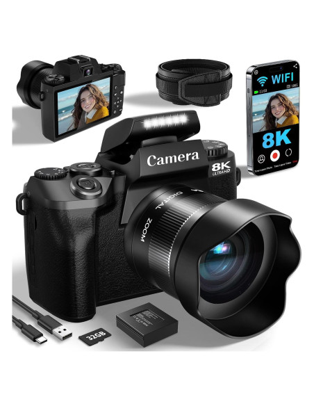 Cámara Digital 8K FARCODLE W05-8K-1 64MP WiFi Pantalla 4"