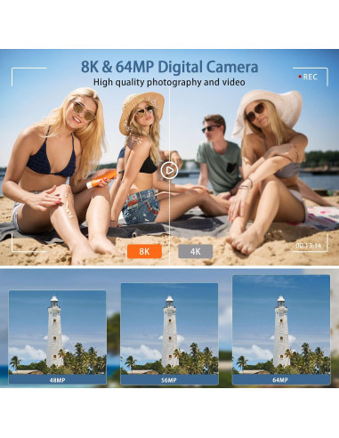 Cámara Digital 8K FARCODLE W05-8K-1 64MP WiFi Pantalla 4"