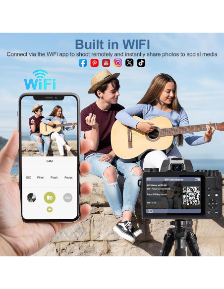 Cámara Digital 8K FARCODLE W05-8K-1 64MP WiFi Pantalla 4"