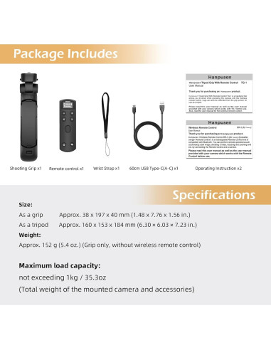 Trípode Mini con Control Remoto Hanpusen para Canon G7 X III