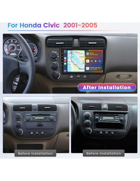 Estéreo Android Hikity para Honda Civic 2001-2005, 9" 2+64GB