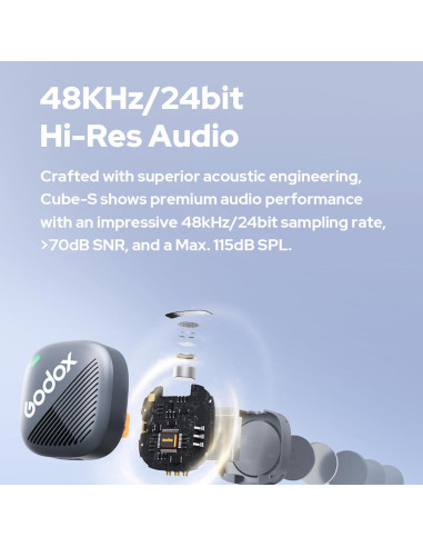 Micrófono Lavalier Inalámbrico Godox Cube-SL Kit2 30H