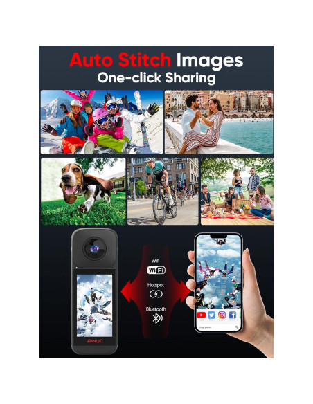 Cámara Vlog PANOX V2 360 Video 5.7K Foto 72MP Pantalla 3" Cámara Vlog PANOX V2 360 Video 5.7K Foto 72MP Pantalla 3"