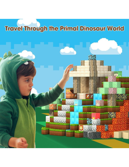 Bloques Magnéticos MOREXIMI 104 Piezas Dinosaurios STEM