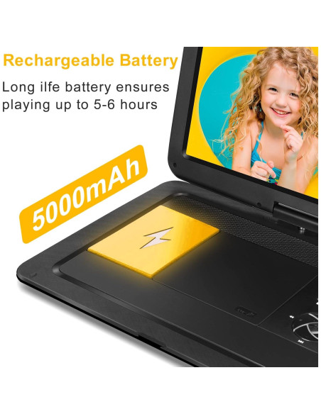 Reproductor de DVD Portátil HotHat 17.1" HD 6 Horas Batería