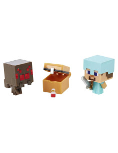 Minecraft Cabeza de Mob Minis Steve y Araña - Paquete Cazador
