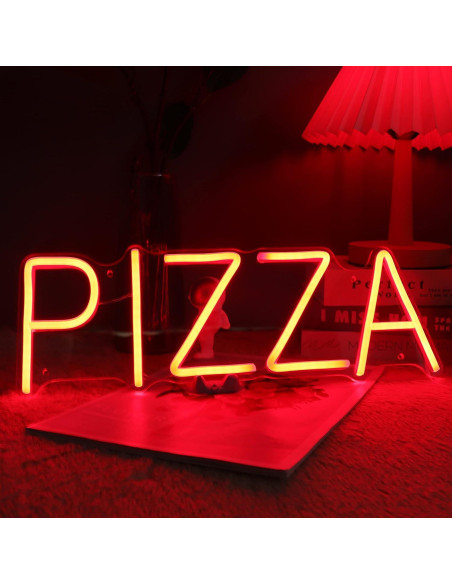 Letrero de Neón LED Pizza Goldenleader 40x14.1 cm Rojo Letrero de Neón LED Pizza Goldenleader 40x14.1 cm Rojo