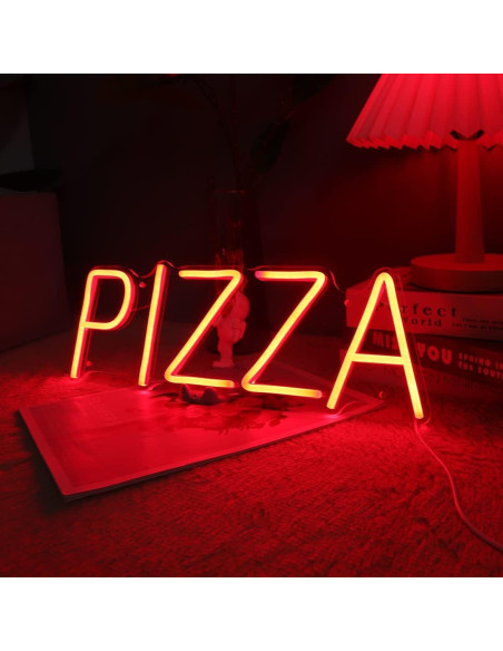 Letrero de Neón LED Pizza Goldenleader 40x14.1 cm Rojo Letrero de Neón LED Pizza Goldenleader 40x14.1 cm Rojo
