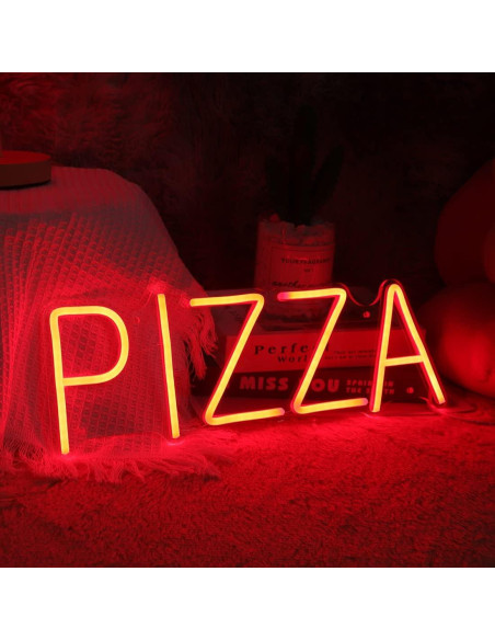 Letrero de Neón LED Pizza Goldenleader 40x14.1 cm Rojo Letrero de Neón LED Pizza Goldenleader 40x14.1 cm Rojo