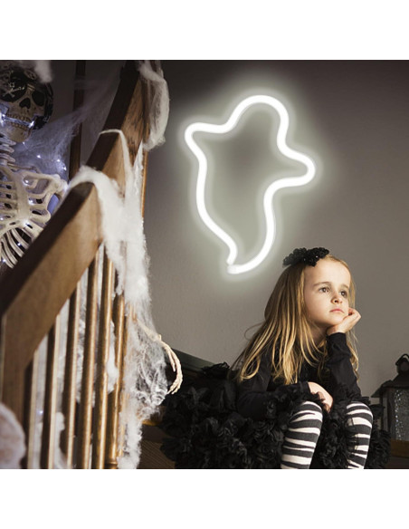 Carteles Neón Halloween BRIGHTDECK - Fantasma y Murciélago LED