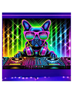 Tapiz Blacklight BlissYard Bulldog 198x150 cm Brilla en la Oscuridad