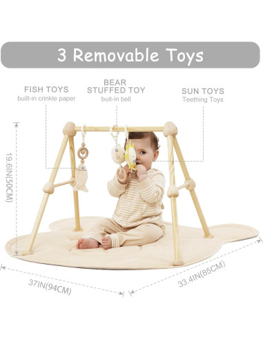 Gimnasio de Bebé de Madera Orgánica COTTONBEBE con Alfombra