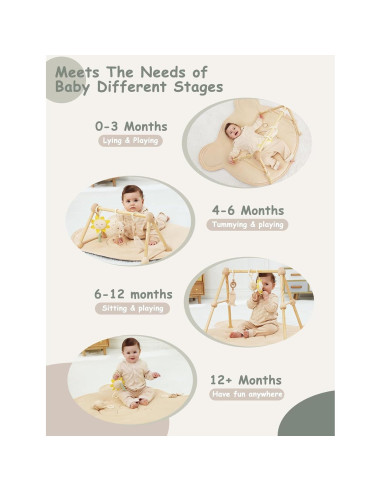 Gimnasio de Bebé de Madera Orgánica COTTONBEBE con Alfombra