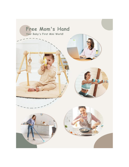 Gimnasio de Bebé de Madera Orgánica COTTONBEBE con Alfombra