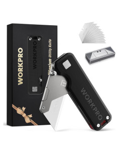 Cuchillo Utility WORKPRO de Titanio con Mango G-10 y 10 Cuchillas
