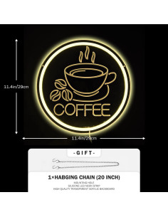 Luz de Neón LED para Pared Café JanHune 29cm Regulable 2