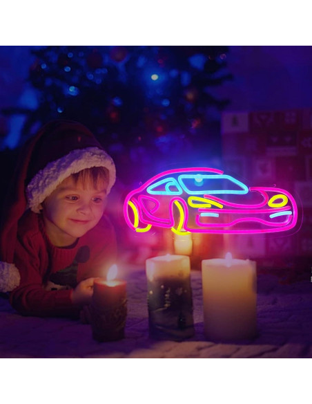 Letrero de Neón LED de Coche Rosa TAGEEKOO para Decoración