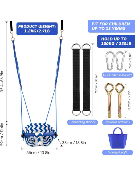 Columpio para Niños Shker Azul - Asiento Seguro y Ajustable