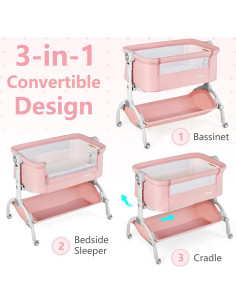 Cuna 3 en 1 INFANS Coral Plegable Ajustable para Bebés 2