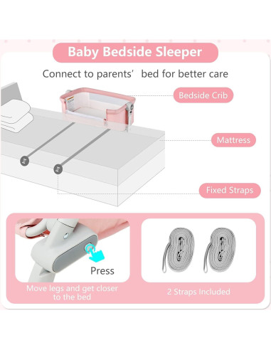 Cuna 3 en 1 INFANS Coral Plegable Ajustable para Bebés