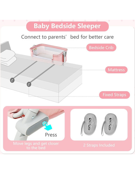 Cuna 3 en 1 INFANS Coral Plegable Ajustable para Bebés