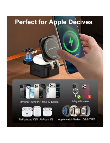 Estación de Carga 3 en 1 ULiXWH para Apple 22.5W Rápida