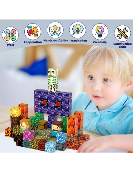 Juego de Bloques Magnéticos AIDYVOI 100 Piezas 3D para Niños Juego de Bloques Magnéticos AIDYVOI 100 Piezas 3D para Niños