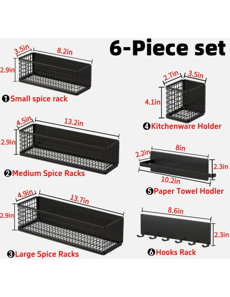 Estante Magnético para Especias DecruKaltiz 6-Pack Negro Estante Magnético para Especias DecruKaltiz 6-Pack Negro
