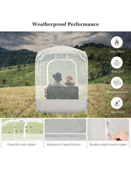 Carpa Deportiva Raynesys para 2 Personas, Instantánea, Beige