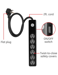 Protector contra sobretensiones GE 6 salidas 450 julios negro 2