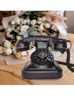 Teléfono de Línea Fija Retro WORVABE Negro con Redial 2