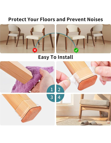 Protectores de Suelo para Patas de Sillas Cuadradas Jedroc 8PCS