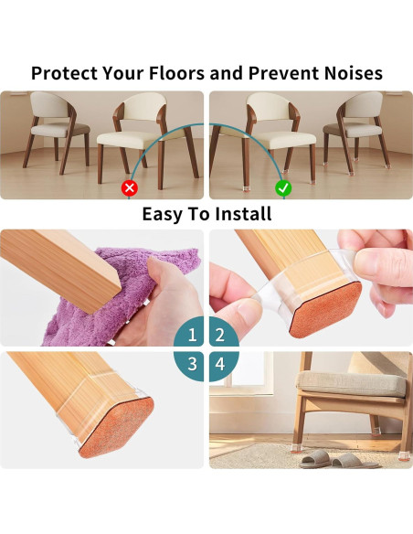 Protectores de Suelo para Patas de Sillas Cuadradas Jedroc 8PCS