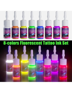 Set de Tinta Fluorescente para Tatuajes DMTATTOO 8 Colores 5 ml 2
