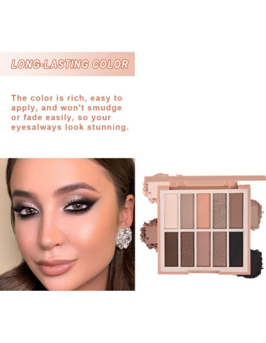 Paleta de Sombras de Ojos CAKAILA 10 Colores Mate y Brillante