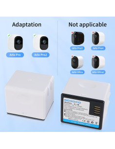 Paquete de 2 Baterías Arlo A-1 con Cargador GOROFO 2440mAh 2