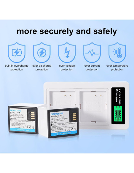 Paquete de 2 Baterías Arlo A-1 con Cargador GOROFO 2440mAh