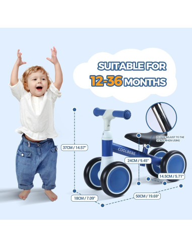 Bicicleta de Equilibrio COOLBEBE Azul para Niños 12M-36M