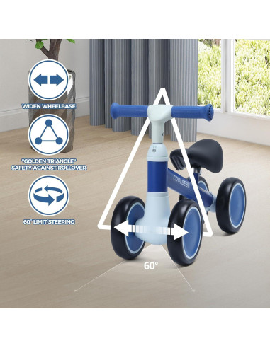 Bicicleta de Equilibrio COOLBEBE Azul para Niños 12M-36M