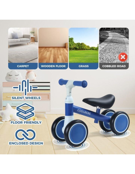 Bicicleta de Equilibrio COOLBEBE Azul para Niños 12M-36M