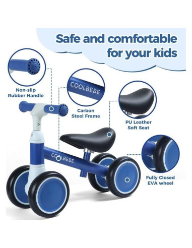 Bicicleta de Equilibrio COOLBEBE Azul para Niños 12M-36M