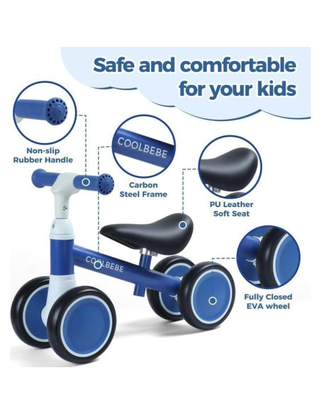 Bicicleta de Equilibrio COOLBEBE Azul para Niños 12M-36M
