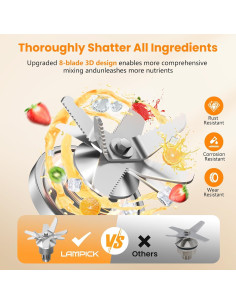 Batidora LAMPICK 2000W 68oz Profesional con Taza 27oz 2