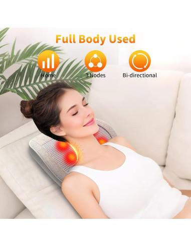 Masajeador de Espalda Shiatsu Ekmoey con Calor 3D Ajustable