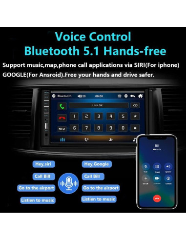 Estéreo de Coche Naifay Doble Din 7" MP5 Bluetooth con Cámara