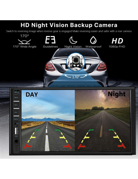 Estéreo de Coche Naifay Doble Din 7" MP5 Bluetooth con Cámara