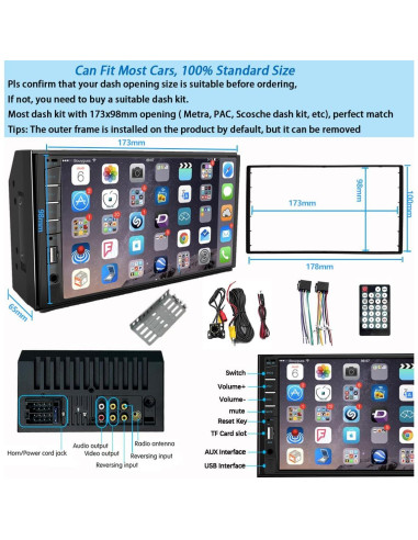 Estéreo de Coche Naifay Doble Din 7" MP5 Bluetooth con Cámara