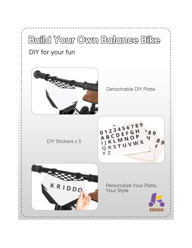 Triciclo 2-en-1 KRIDDO para Niños, Bicicleta de Equilibrio, Negro